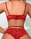 Heart lace garter bustier lingerie set